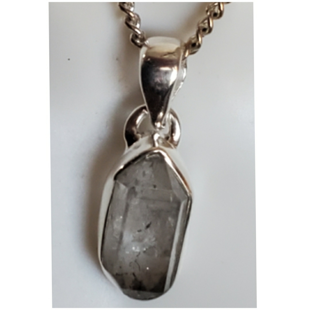 Genuine Herkimer Diamond Pendant 1" long